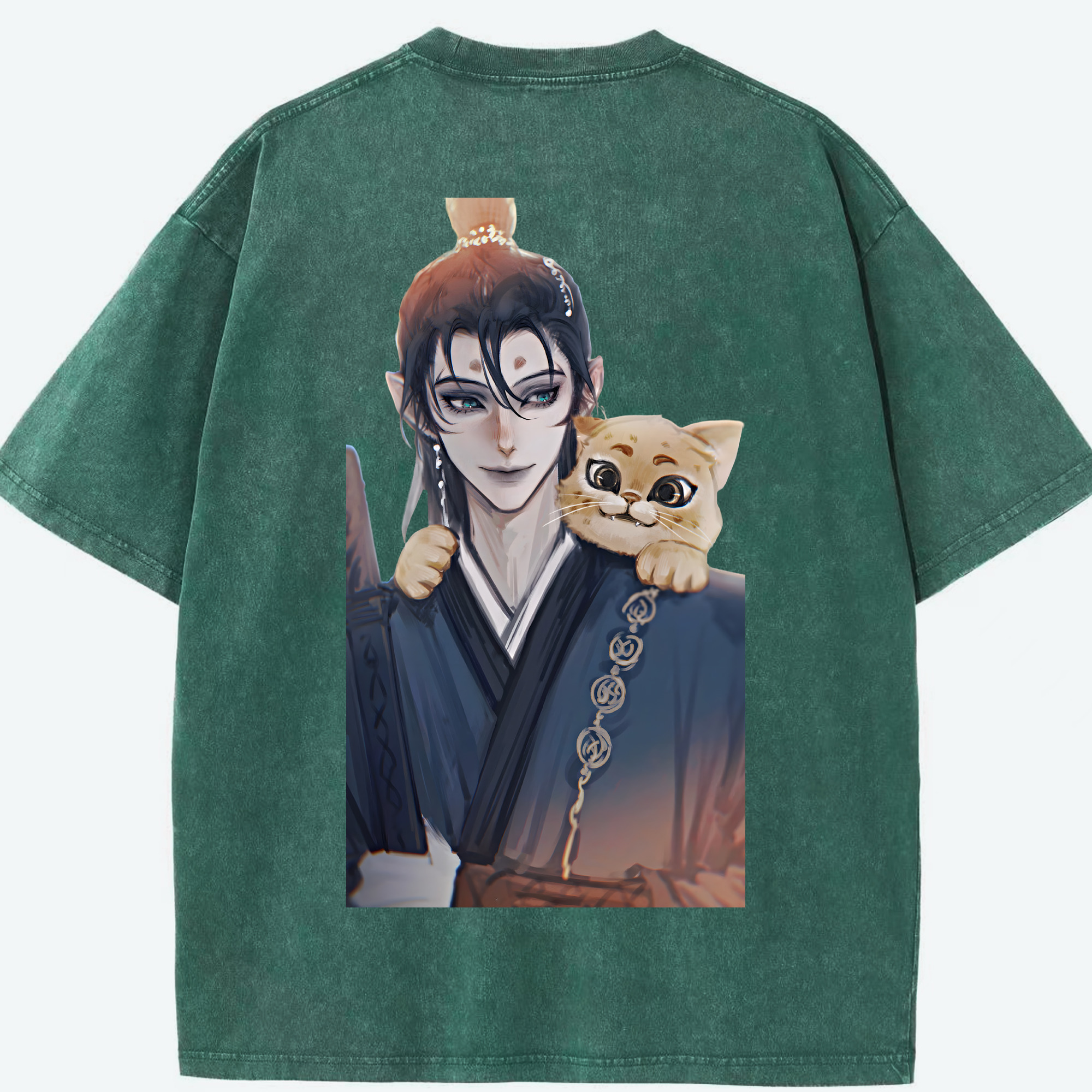（画像用） Ne Zha 2 ナタ 魔童の大暴れ 綿100% ヴィンテージ風 半袖Tシャツ（背面プリント）
